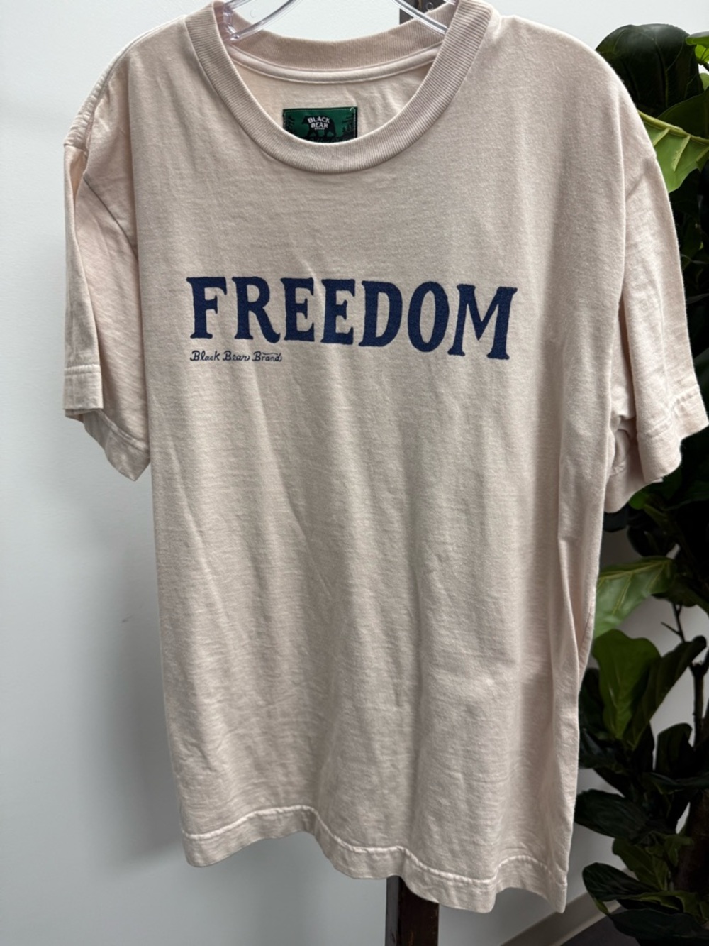 Black Bear Beige Tee with Navy FREEDOM Print
